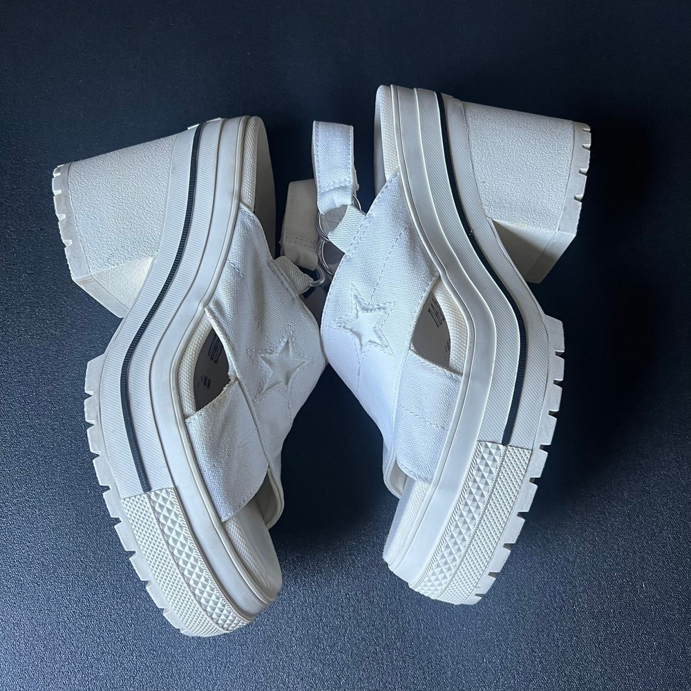 Converse One Star Boardwalk Strut Platform Sandals White Canvas sz 7.5 Rare - Picture 6 of 10